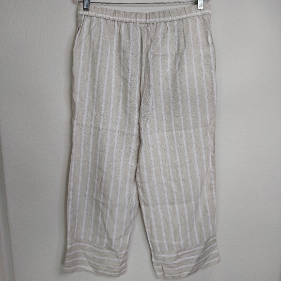 Loft Linen Blend Striped Pull On Pants Size Meduim - Picture 4 of 10